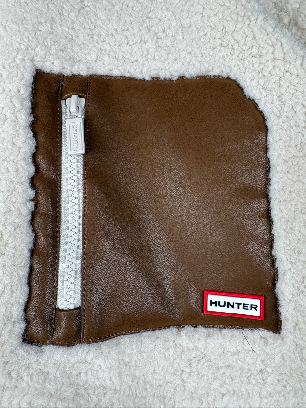 NWT Hunter Emma High Pile Fleece Jacket Cream Brown Cozy Sherpa Coat Medium - Picture 6 of 16